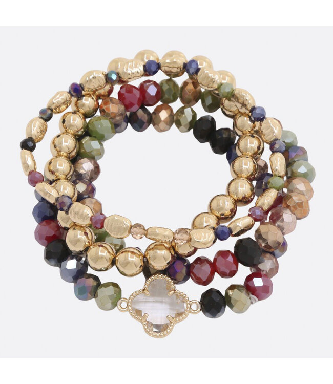 Clover Charm Beaded Bracelet Set