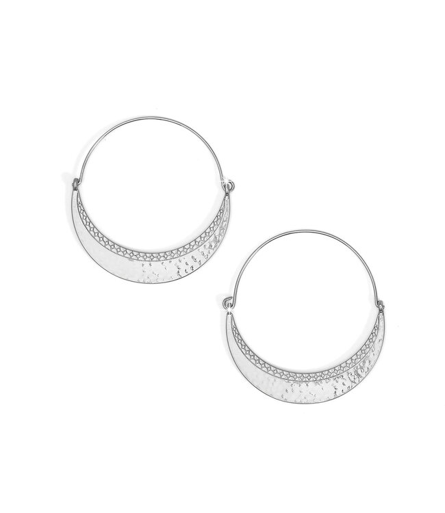 BRIGHTON Palm Canyon Large Hoop Earrings Silver