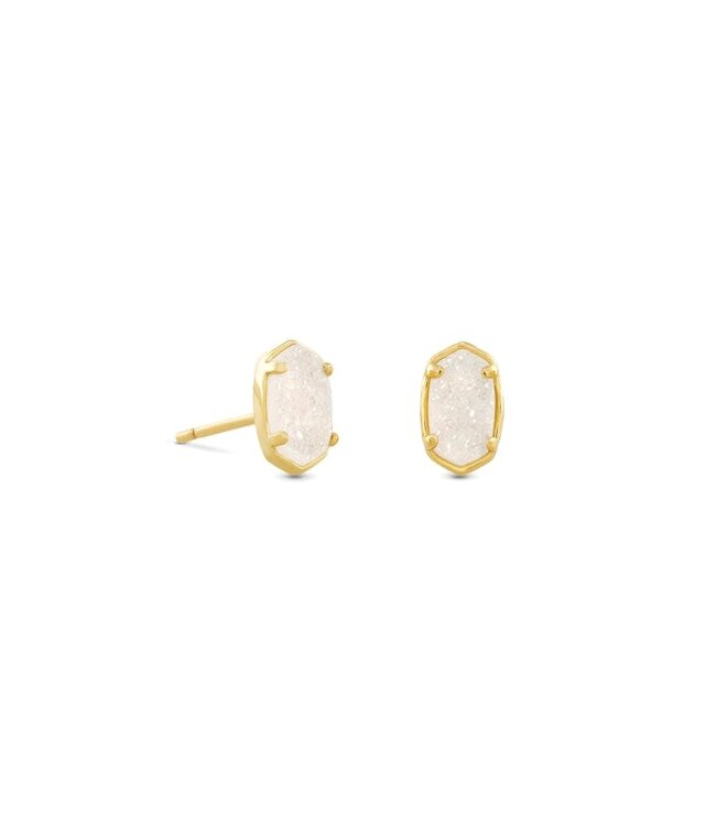 KENDRA SCOTT Emilie Stud Gold Iridescent Drusy Earrings