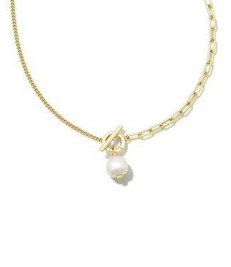 KENDRA SCOTT Leighton Pearl Chain Necklace Gold White Pearl KENDRA SCOTT Leighton Pearl Chain Necklace Gold White Pearl