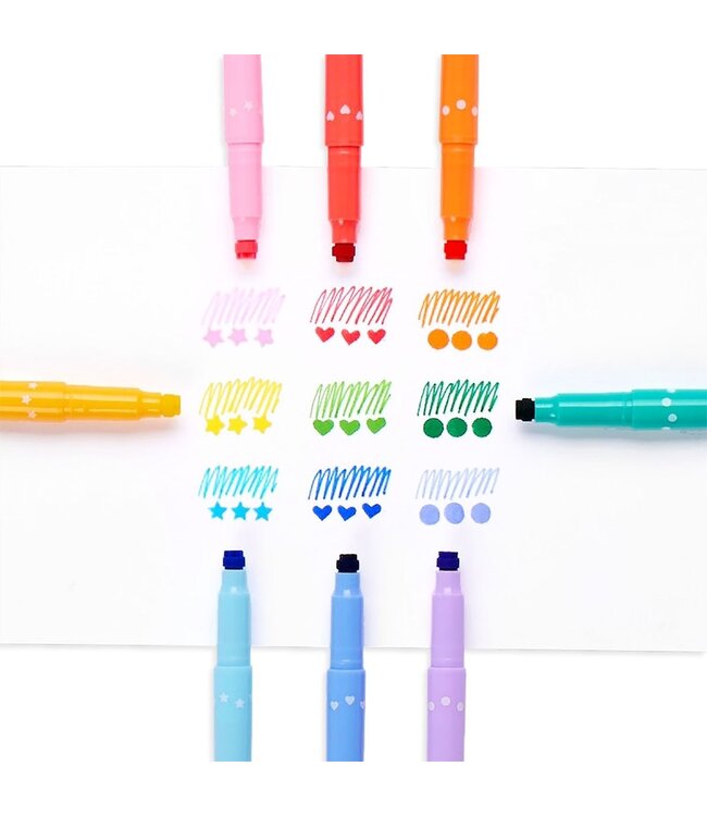 Confetti Stamp Double-Ended Markers - Sold as Set