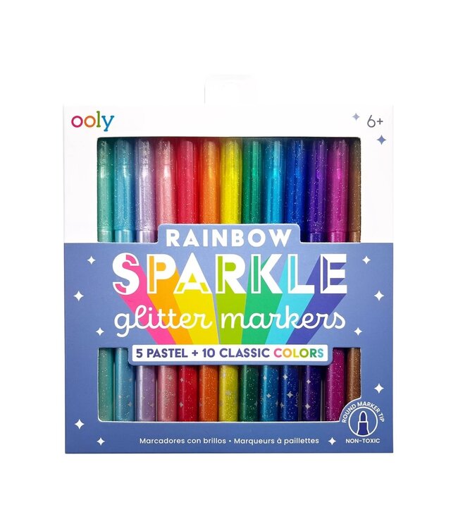 Rainbow Sparkle Glitter Markers - Sold as Set