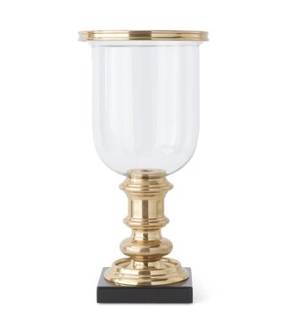 17.25 Inch Gold Metal and Glass Hurricane