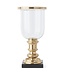 17.25 Inch Gold Metal and Glass Hurricane