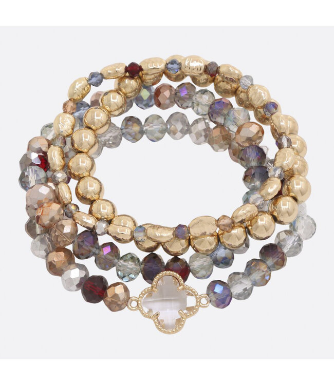 Clover Charm Beaded Bracelet Set