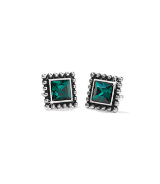 BRIGHTON Sparkle Square Green Mini Post Earrings