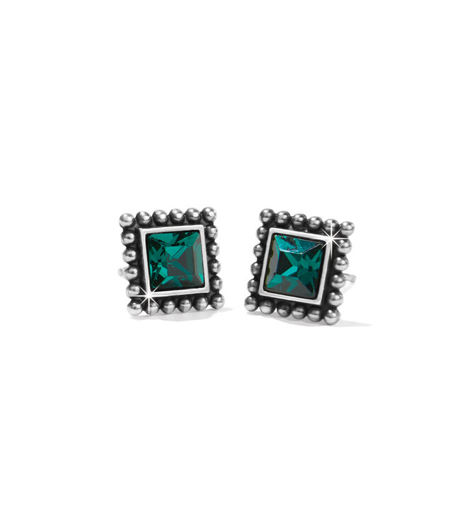 BRIGHTON Sparkle Square Green Mini Post Earrings