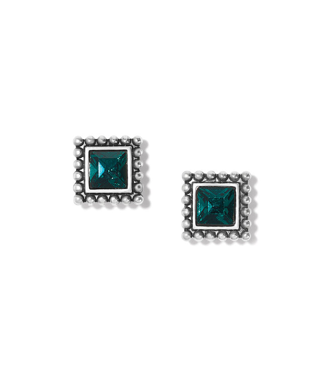 BRIGHTON Sparkle Square Green Mini Post Earrings