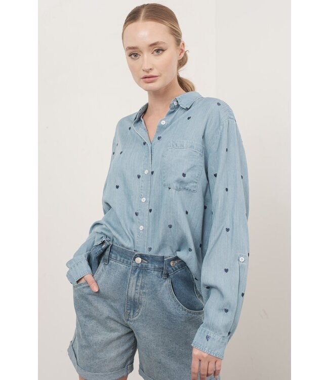 Naomi Oversized Chambray Heart Shirts