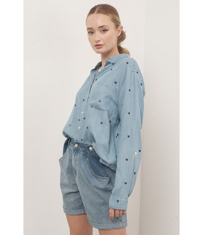 Naomi Oversized Chambray Heart Shirts