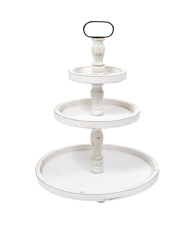 White Wood 3 Tier Stand