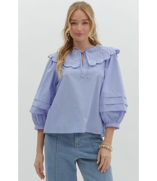 Valerie Solid 3/4 Sleeve V Neck Top