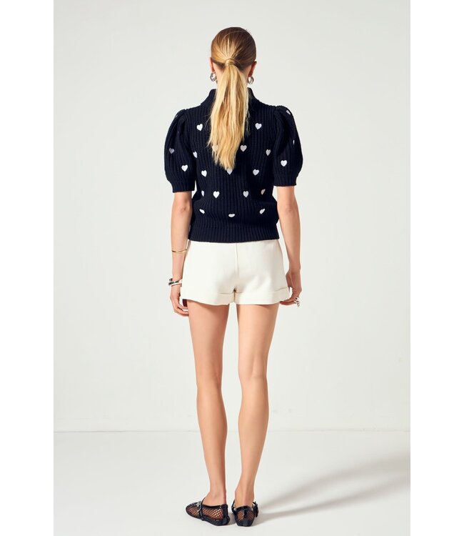 Sierra Heart Shape Embroidery Sweater