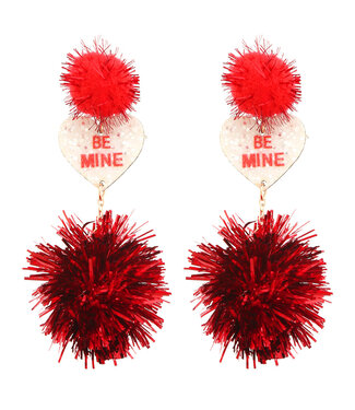 Be Mine Heart POM Pom Earring