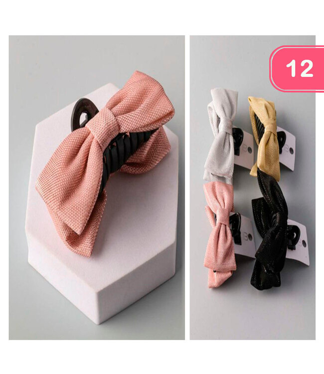 Metallic Mesh Bow Claw Clips