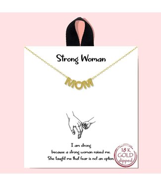 Rhodium Dipped Strong Woman Mom Necklace