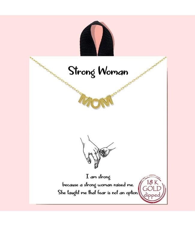 Rhodium Dipped Strong Woman Mom Necklace