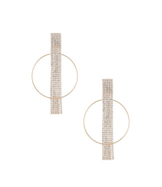 Rhinestone Tassel Metal Round Earring