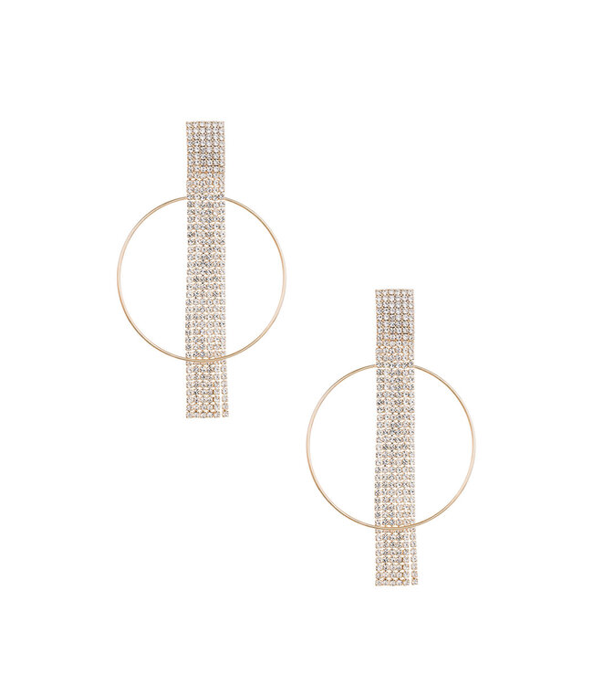 Rhinestone Tassel Metal Round Earring