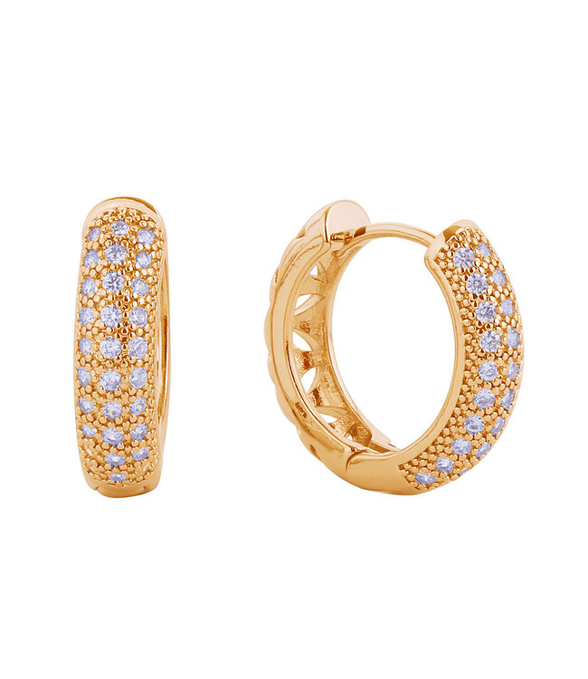 Huggie Hoop CZ Paved Earring - Gold