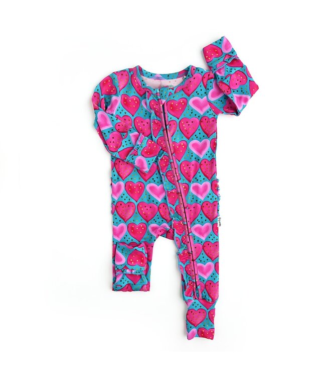 Alaina Heart Ruffle Zip