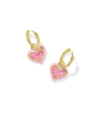 KENDRA SCOTT Ari Heart Enamel Frame Huggie Earrings