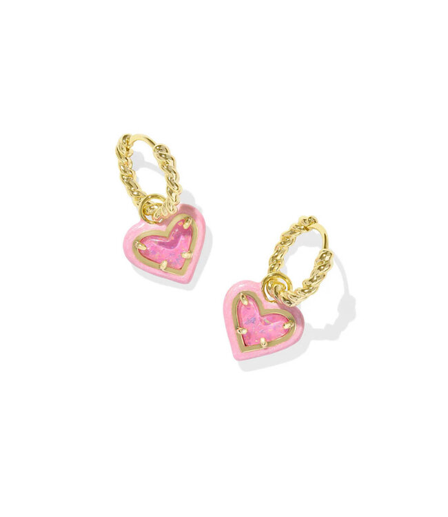 KENDRA SCOTT Ari Heart Enamel Frame Huggie Earrings