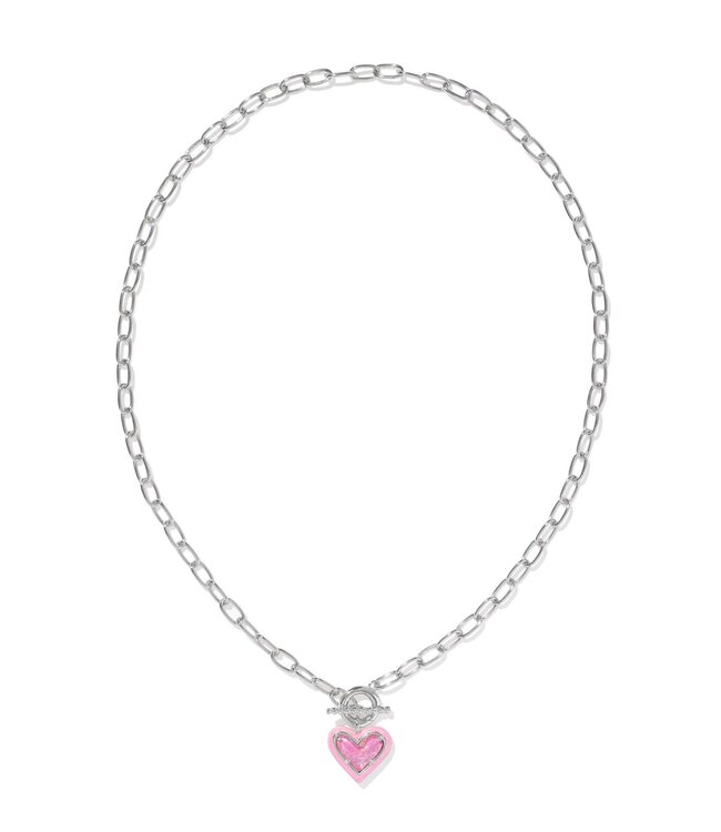 KENDRA SCOTT Ari Heart Enamel Frame Link and Chain Necklace