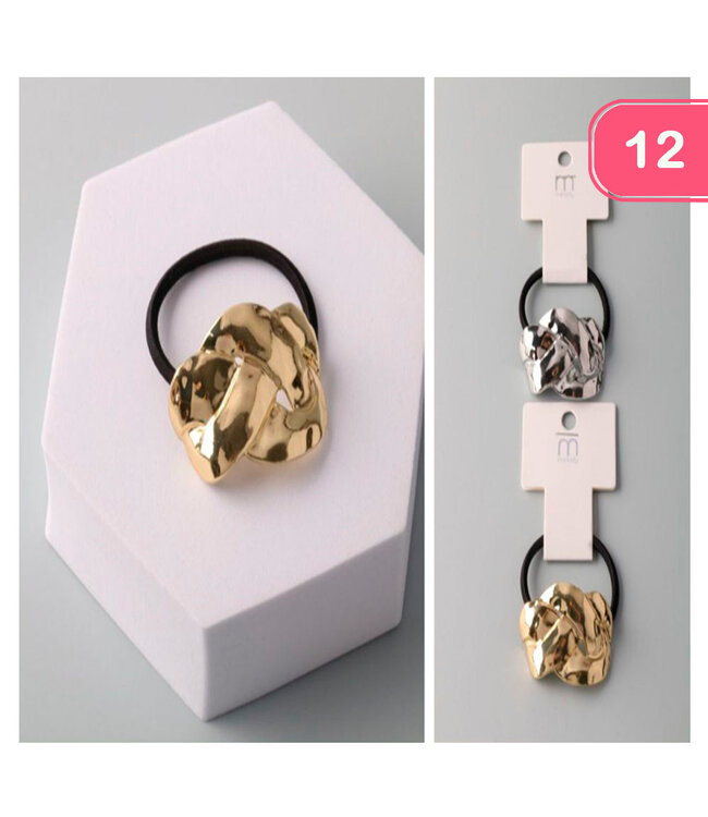 Hammered Metal Braided Hair Tie