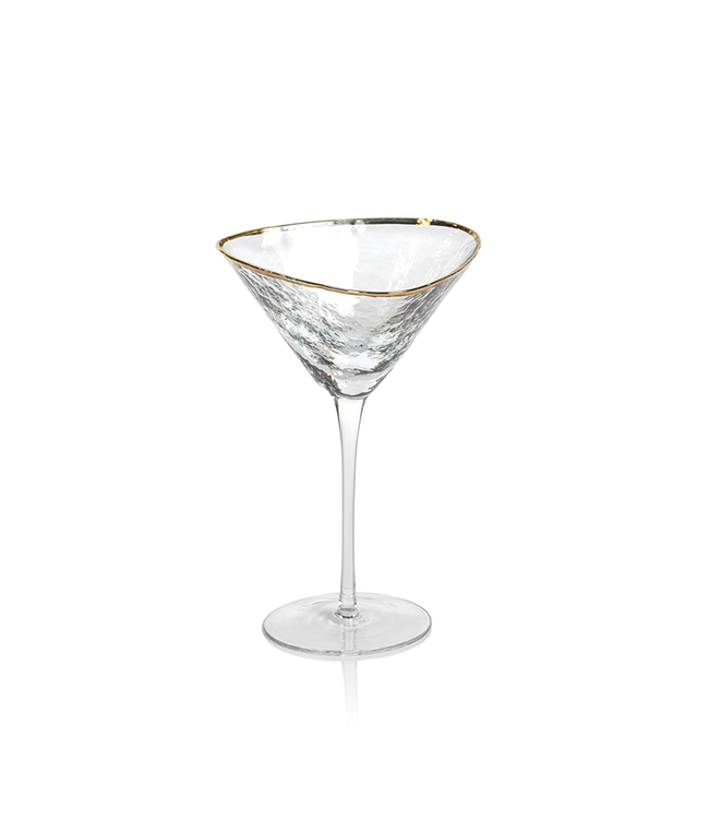 Aperitivo Triangular Martini Glass - Clear with Gold Rim