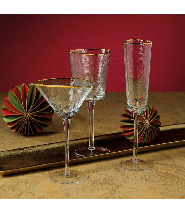 Aperitivo Triangular Martini Glass - Clear with Gold Rim