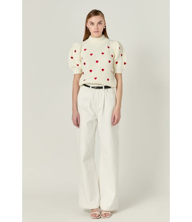 Sierra Heart Shape Embroidery Sweater