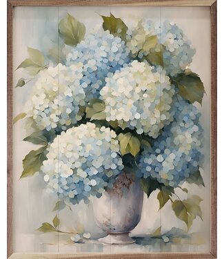 Hydrangeas in White Vase