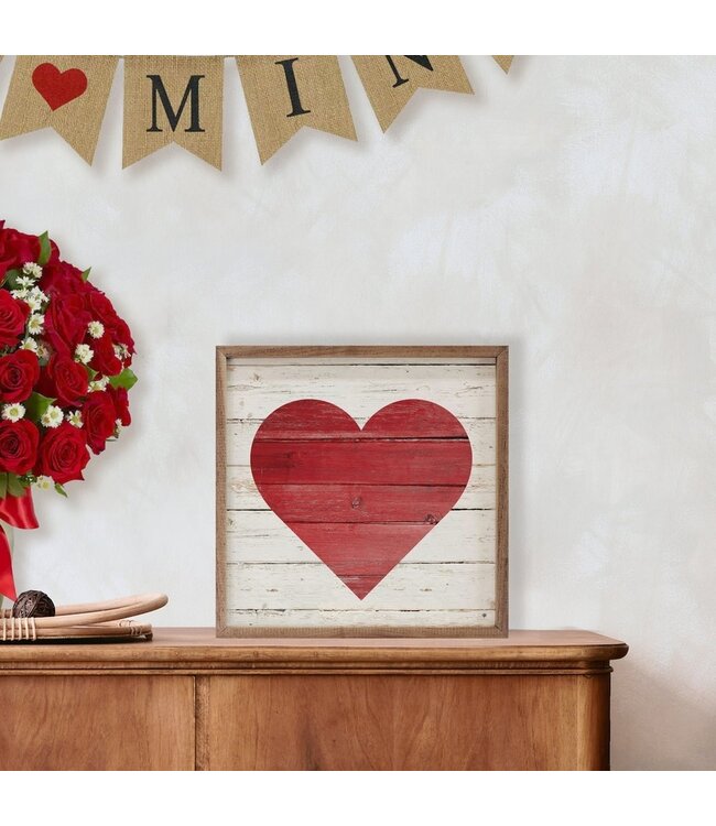 Red Heart On Whitewash