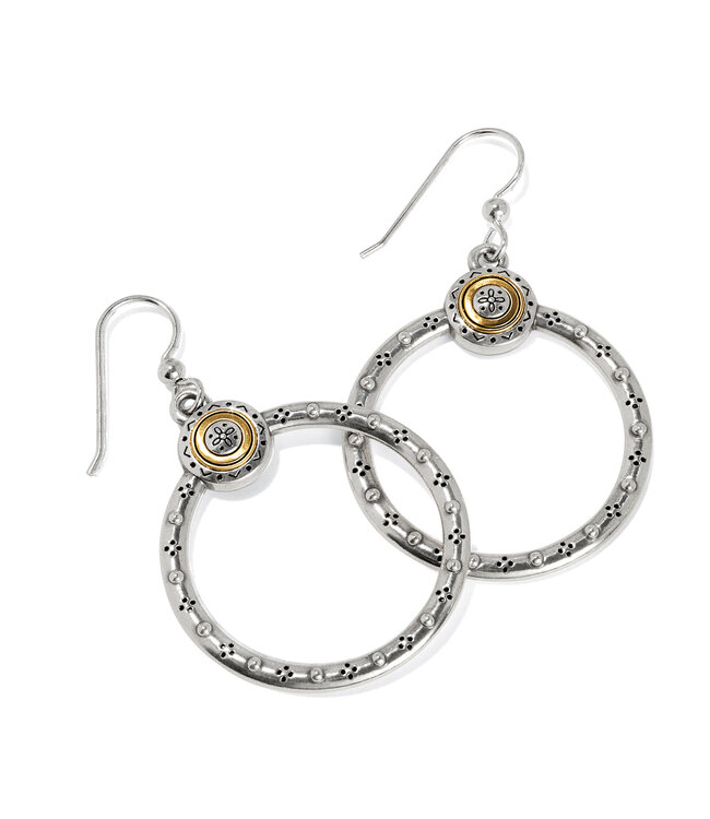 BRIGHTON Mosaic Two Tone French Wire Hoop Earrings