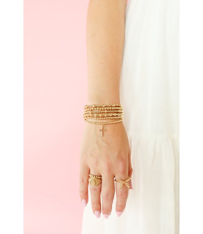 BEADED BLONDES Cross Gold Charm Bracelet