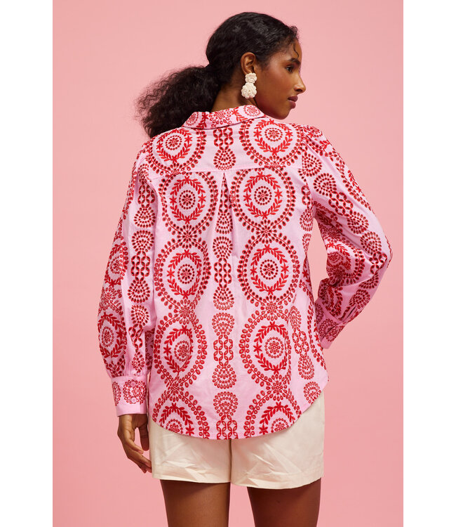 Naomi Eyelet Embroidered Long Sleeve Button Down Shirt