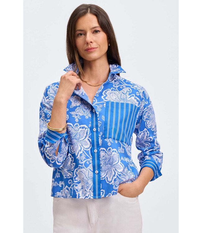 Marina No Iron Woodblock Floral Long Sleeve Shirt