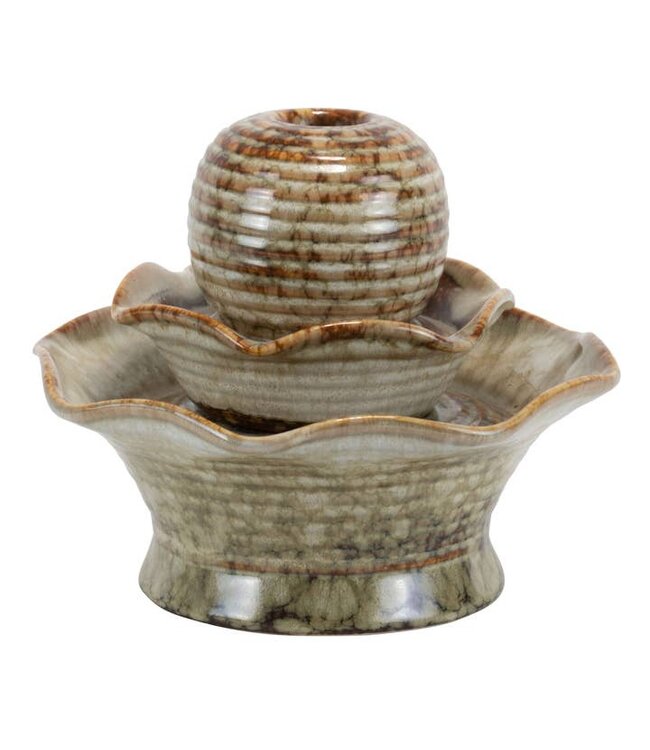 Brown Tiered Ball Garden Water Fountain With Pump