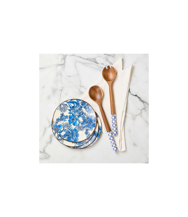 MACKENZIE CHILDS Royal Check Wood Salad Servers