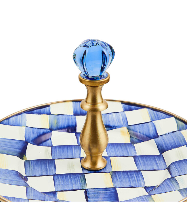 MACKENZIE CHILDS Royal Check Two Tier Sweet Stand
