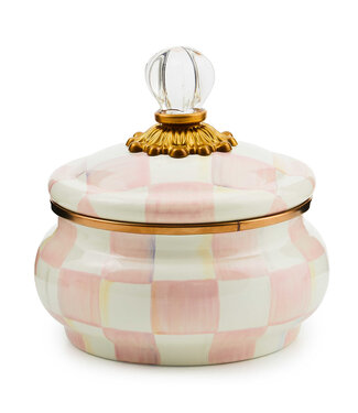 MACKENZIE CHILDS Rosy Check Squashed Pot