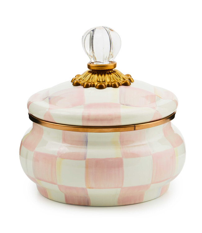 MACKENZIE CHILDS Rosy Check Squashed Pot