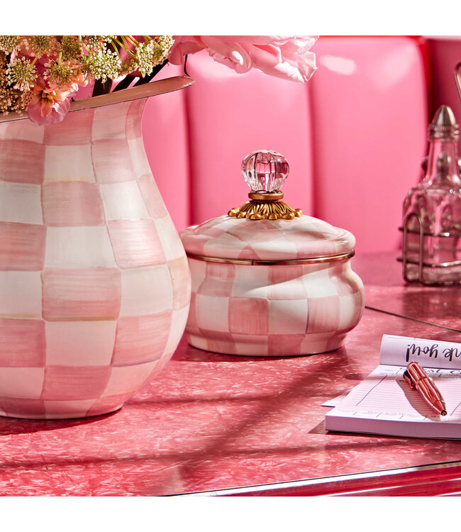 MACKENZIE CHILDS Rosy Check Squashed Pot