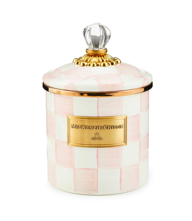 MACKENZIE CHILDS Rosy Check Enamel Canister Small