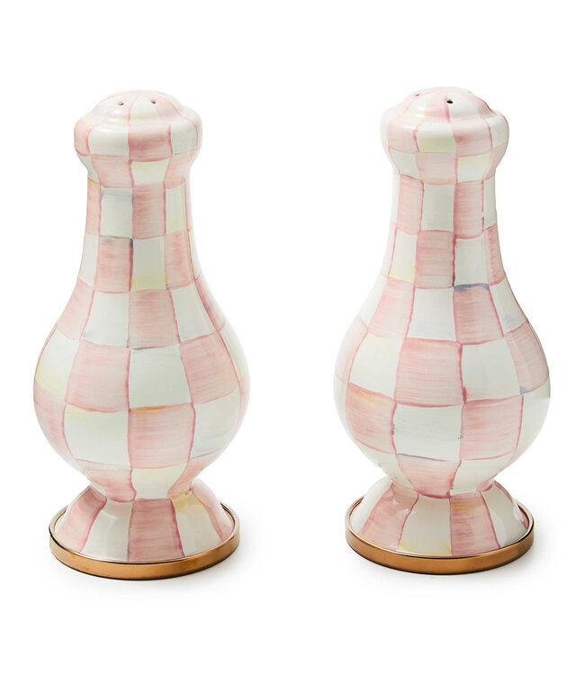 MACKENZIE CHILDS Rosy Check Large Salt & Pepper Shakers