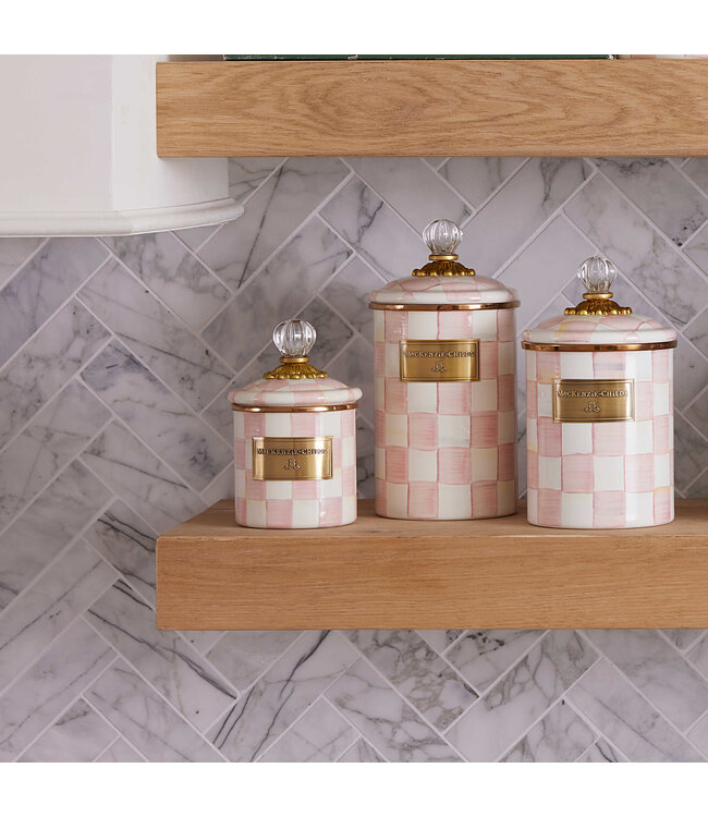 MACKENZIE CHILDS Rosy Check Demi Canister