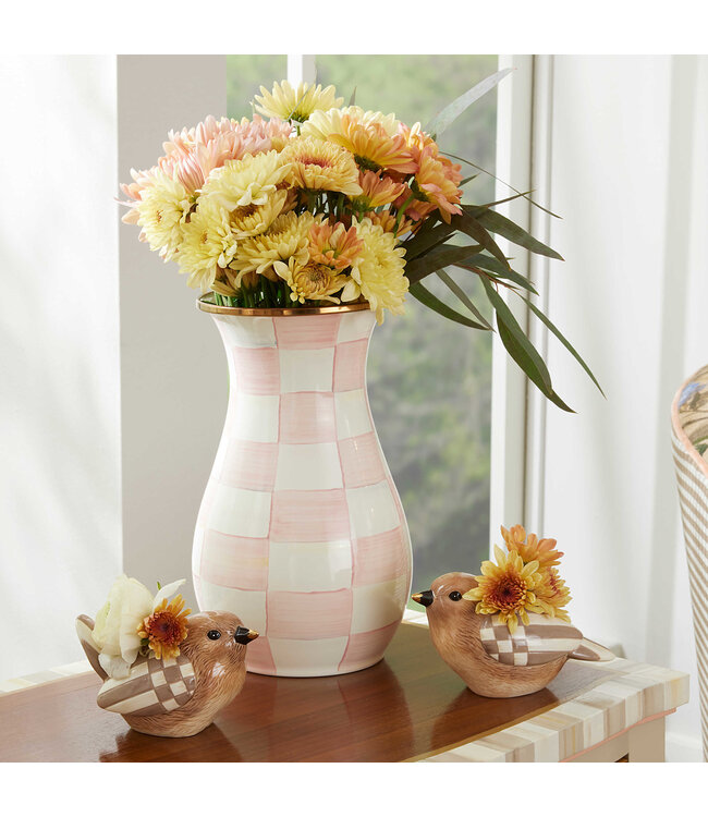 MACKENZIE CHILDS Rosy Check Tall Vase