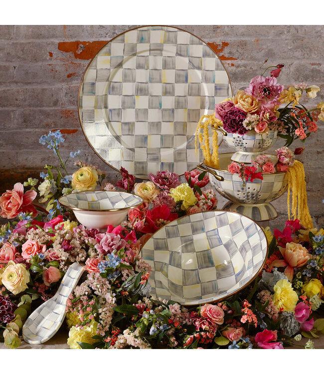 MACKENZIE CHILDS Sterling Check Serving Bowl