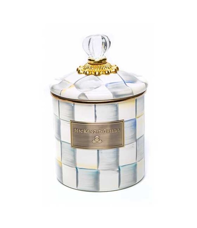 MACKENZIE CHILDS Sterling Check Enamel Canister Small